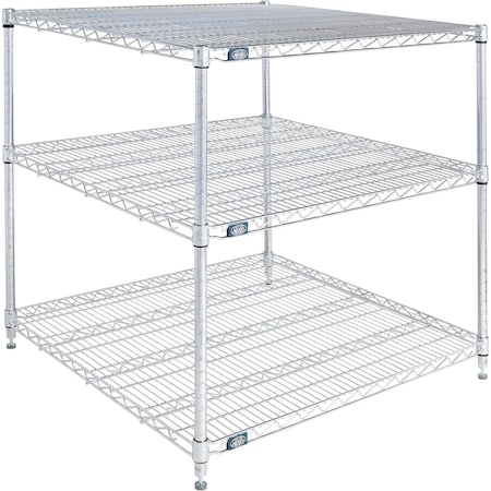 Nexel 3 Shelf, Chrome Wire Shelving Unit, Starter, 36inW x 36inD x 34inH B3124467